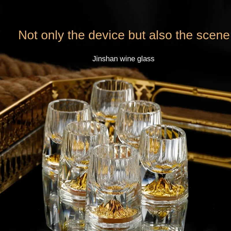 Crystal Glass Wine Glasses Gold Foil Drinkware Cocktail Shot Whiskey Vodka Beer Mugs Home High-End Sets Creative Bar Liquor Cups