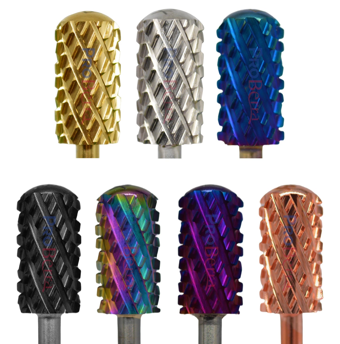 NAILTOOLS 6.6 Large Barrel 4XC Gold Silver Dark Purple Blue Rainbow Rose gold 7 different color nail drill bits milling