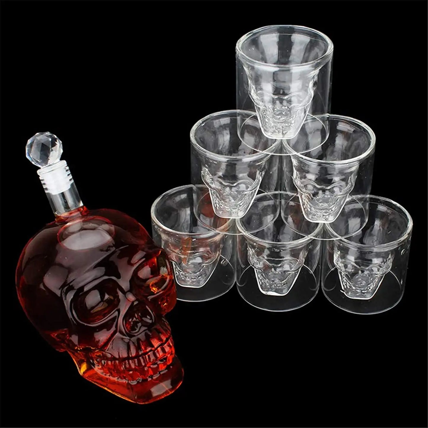 Transparent Skull Glass Wine Decanter,Whiskey Skull Shot Glasses,Skeleton Wine Glass For Bar Family Halloween Decoration Mug