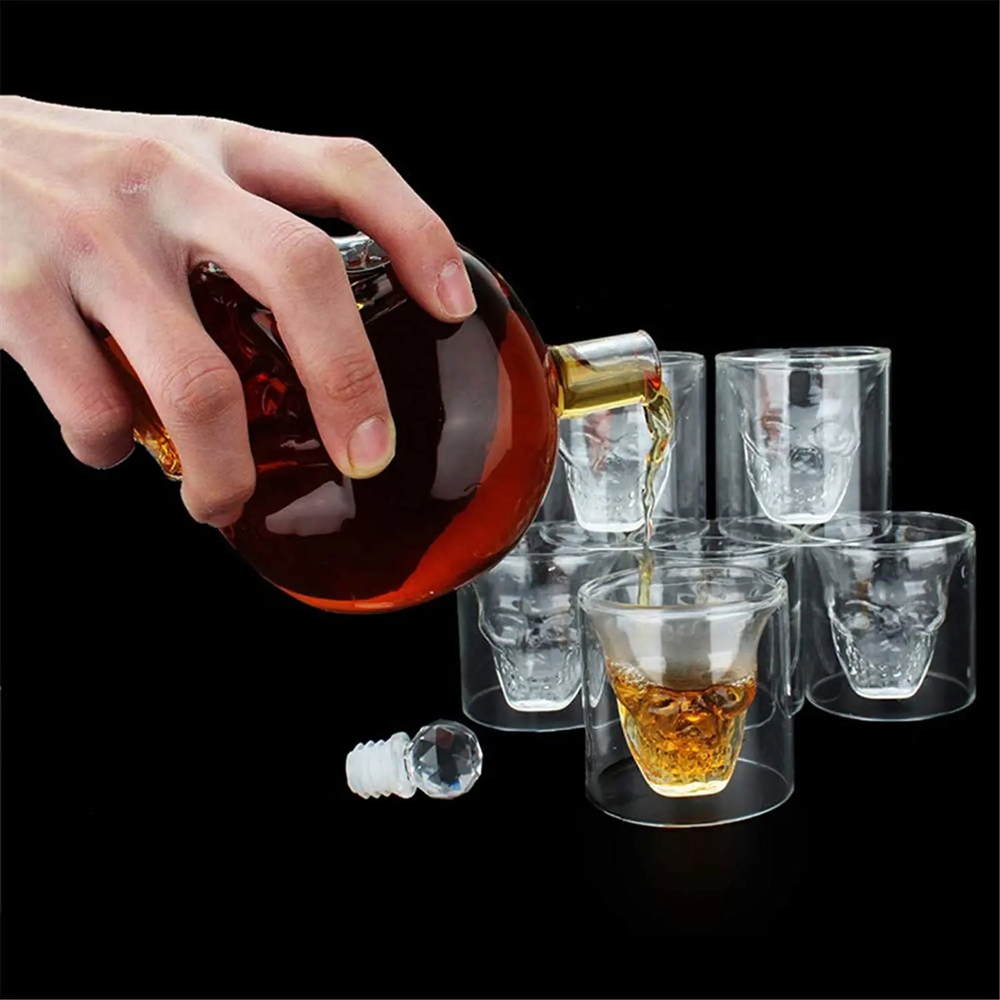 Transparent Skull Glass Wine Decanter,Whiskey Skull Shot Glasses,Skeleton Wine Glass For Bar Family Halloween Decoration Mug