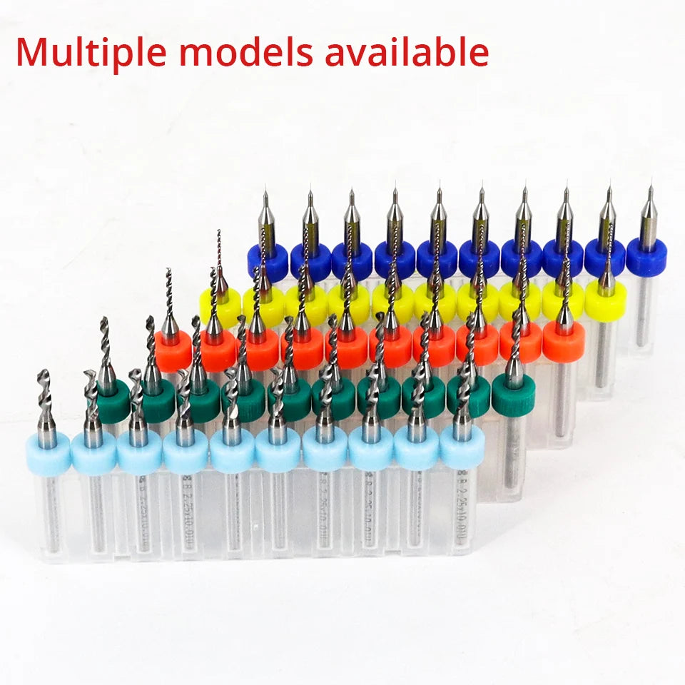 10Pcs/lot 3.175 Shank Carbide PCB Drill Bits For Print Circuit Board Mini CNC Drilling Bit Set Micro Engraving Endmill 1mm 2mm