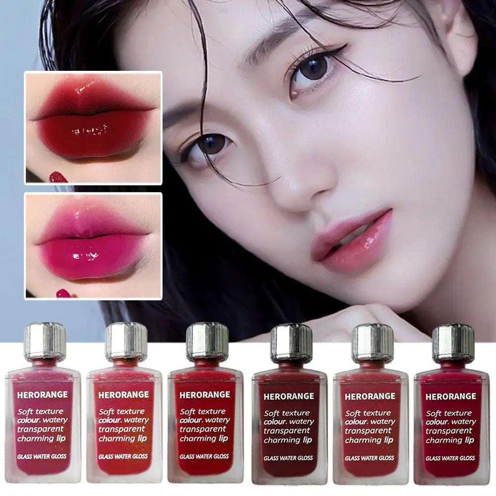 Transparent Water Glossy Orange Lip Gloss Red Mirror Cosmetics Lipsticks Liquid Tint Long-lasting Stain Moisturizing Jelly H7G9