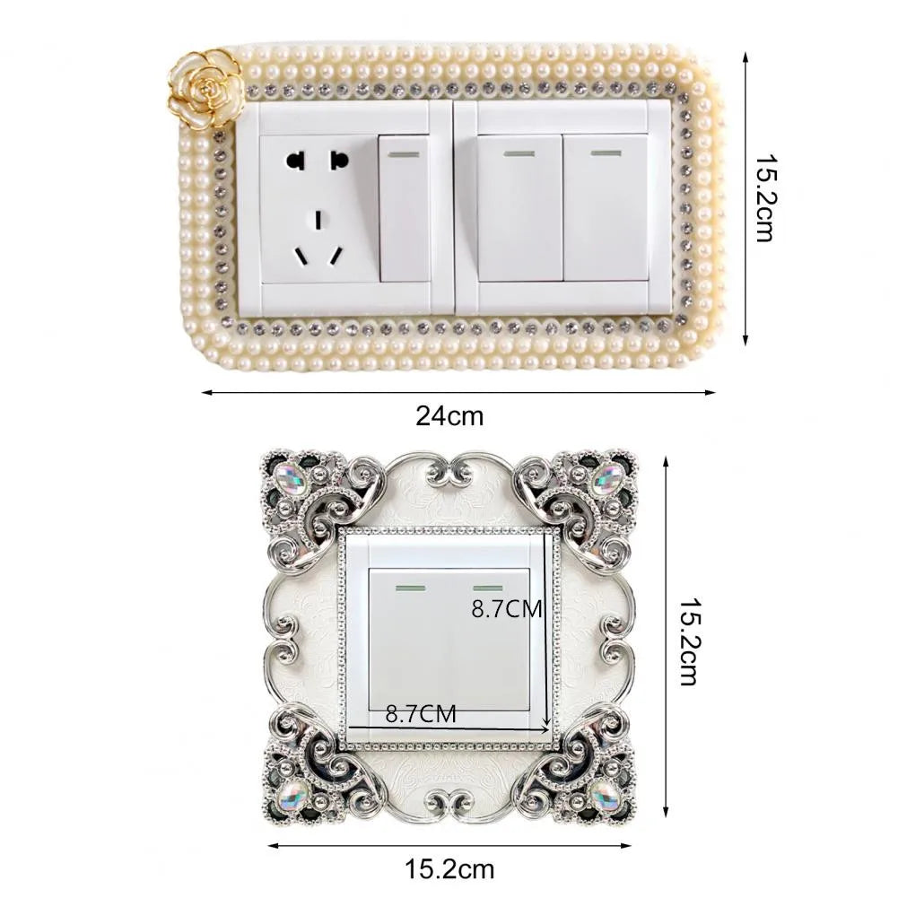 European Portable Socket Decal Switch Luxury Square Lace Light Switch Protective Cover Pastel Home Decor Switch Stickers 1 Piece