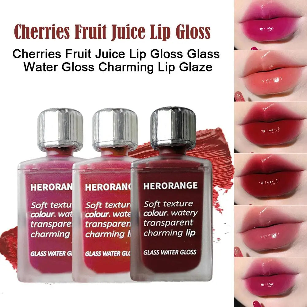 Transparent Water Glossy Orange Lip Gloss Red Mirror Liquid Long-lasting Tint Lip Stain Jelly Moisturizing Cosmetics Lipsti X1F6