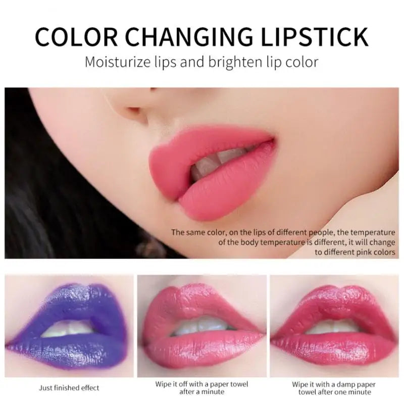 Color Changing Lipstick No Fading Waterproof Not Easy To Stain Cup Lipstick Moisturizing Temperature Change Color Lipstick