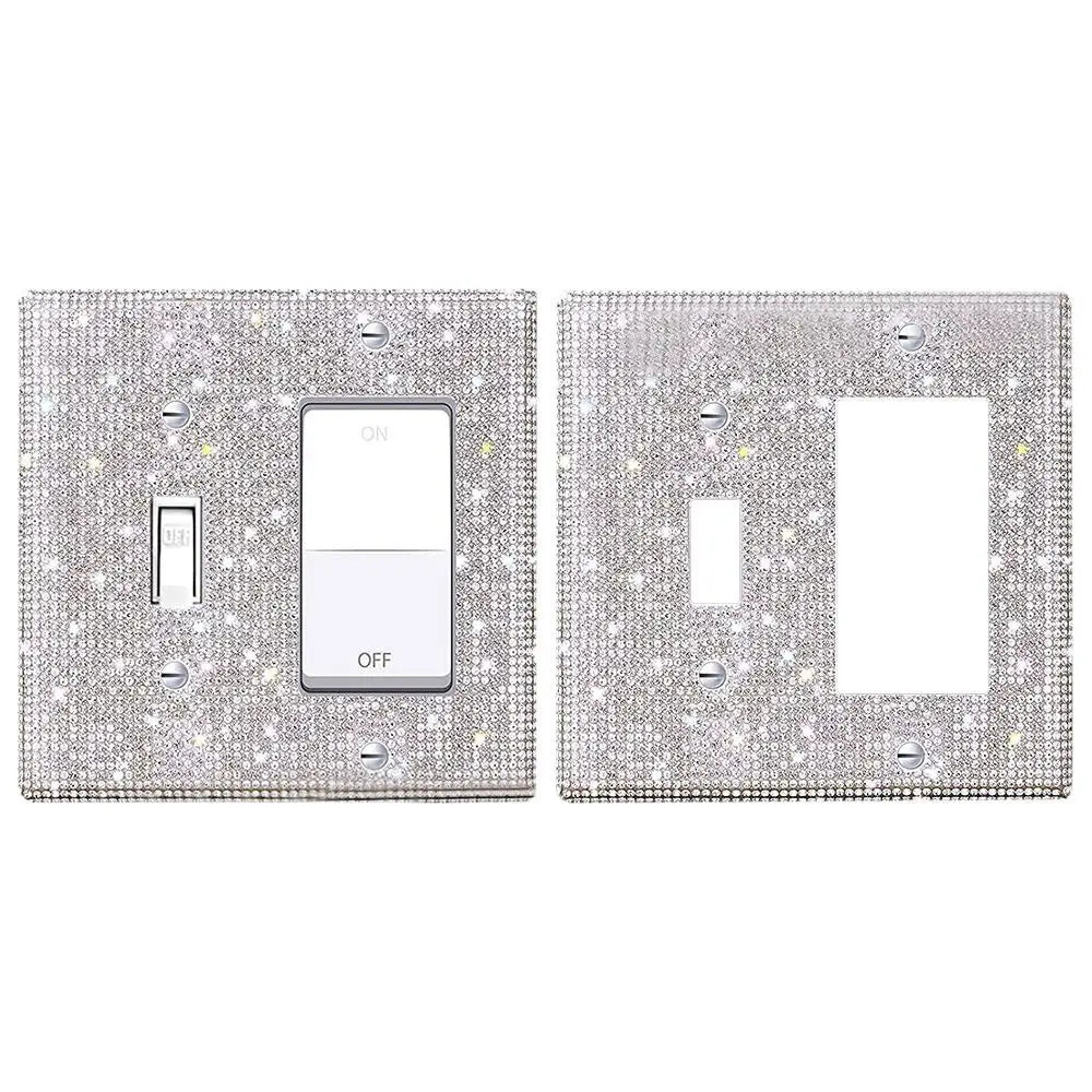 Switch Panel Diamond Sticker US Standard Rhinestones Wall Plate Cover Rectangle Glitter Light Crystal Decorative Bling Outlet