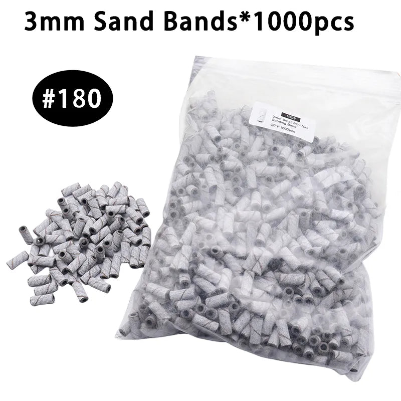 1000pcs 3mm Mini Zebra Sanding Bands Stainless Steel Nail Drill Bits Mandrel Electric Manicure Accessories Tool