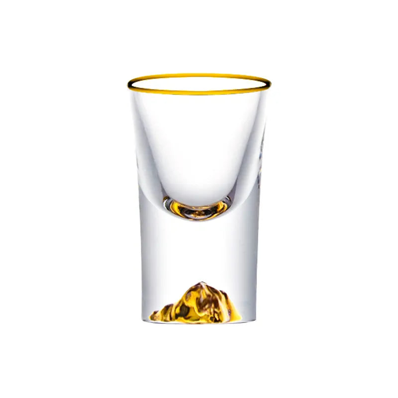 Crystal Liquor Spirits Shot Glasses Gold Foil Mountain Wine Glass Vodka Whisky Bar Brandy Snifters Bullet Cups Glass Drinkware