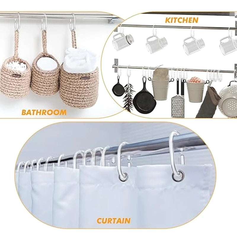 120 Pcs Transparent Plastic Hook Shower Curtain Rings Hooks C Shaped Rings Hook Hanger For Bathroom Shower Drape Window Rod