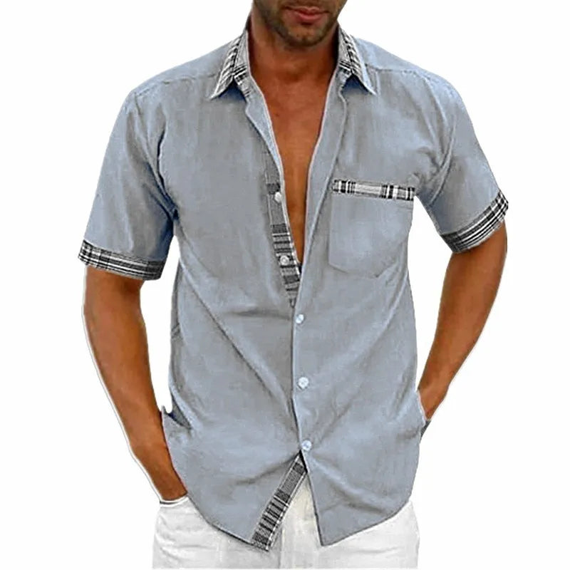 Summer 2023 Men's Non Iron Cardigan Short Sleeve Fashion Business Polo Neck Shirts For Men Blouses Clothing