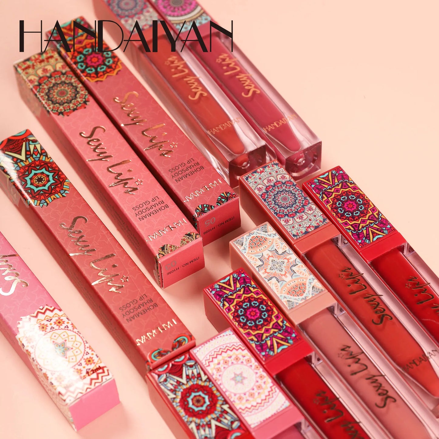 HANDAIYAN 6 Colors Beauty Matte Lipstick Non Stained Labiales Liquid Matte Velvet Mist Face Non Fading  Lippenstift Set Free Shi