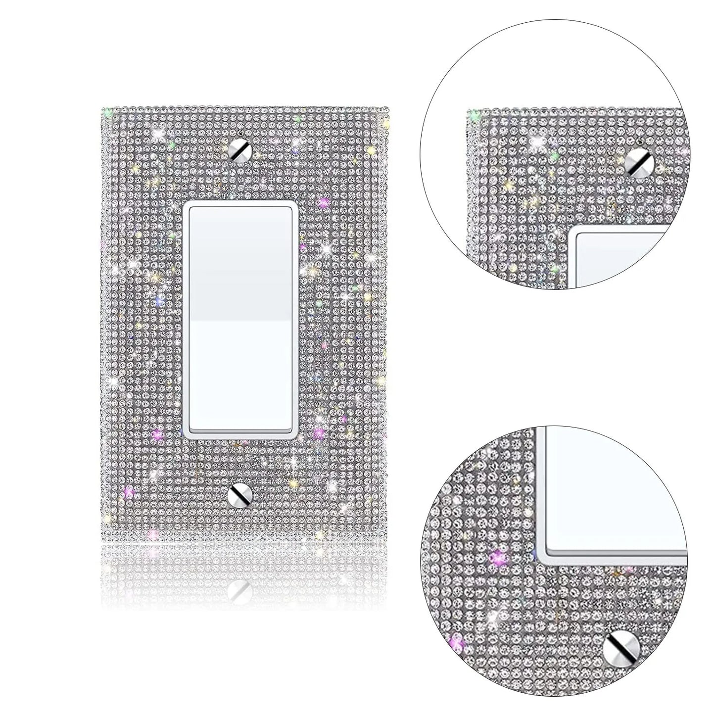 Switch Panel Diamond Sticker US Standard Rhinestones Wall Plate Cover Rectangle Glitter Light Crystal Decorative Bling Outlet