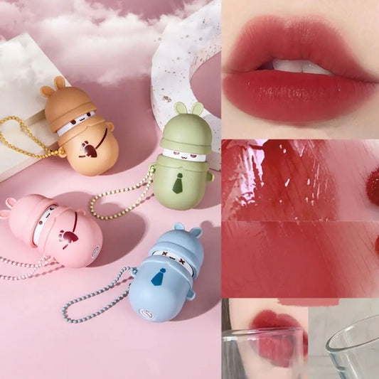 Cute Sugar Rabbit Chain Lip Glaze Water Gloss Moisturizing No Staining Cup Lipstick Velvet Matte Lip Tint Women Makeup