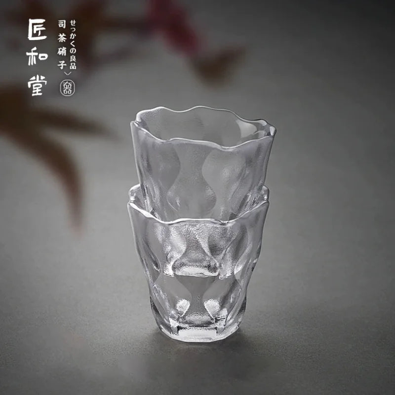 Japanese Sake Cup Glass Cup Whiskey Glass Snow Pattern Shot Glasses Beautiful Tea Mugs Kawaii Cup Shot Glasses for Vodka