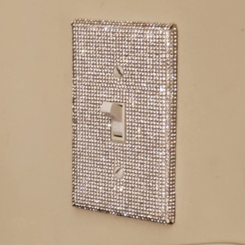 Switch Panel Diamond Sticker US Standard Rhinestones Wall Plate Cover Rectangle Glitter Light Crystal Decorative Bling Outlet