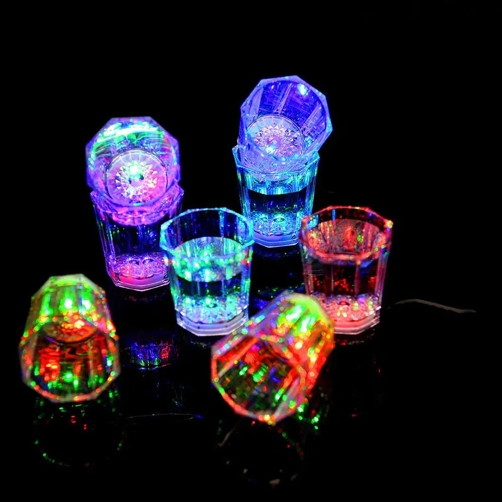 12pcs Light Up LED Cups Automatic Flashing Drinking Cup Color Changing Beer Whisky Mugs Shot Glasses Bar Club Party Supplies