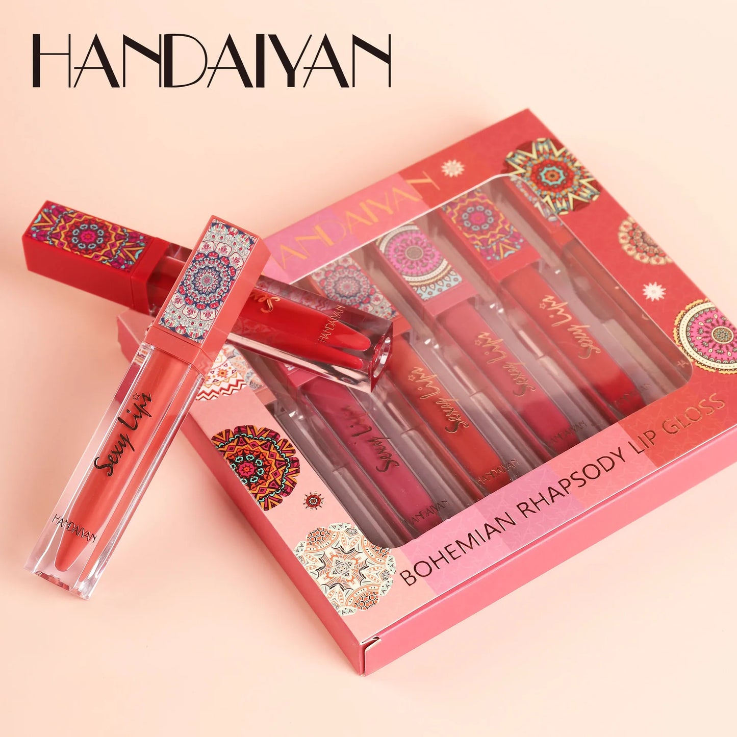 HANDAIYAN 6 Colors Beauty Matte Lipstick Non Stained Labiales Liquid Matte Velvet Mist Face Non Fading  Lippenstift Set Free Shi