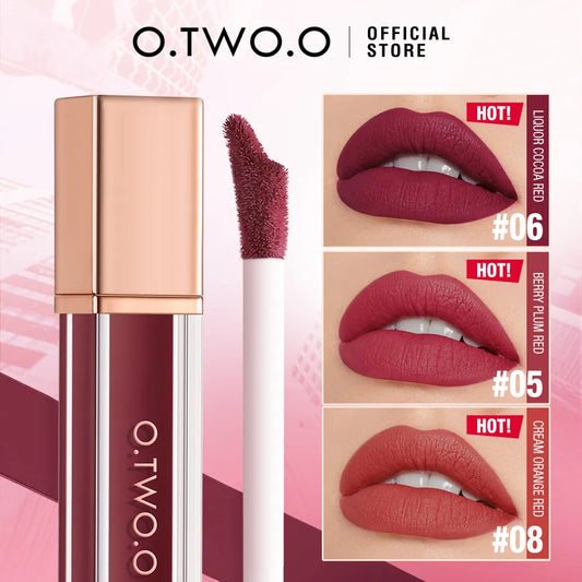 O.TWO.O Lipstick Matte Long Lasting Permanent Waterproof Velvet Liquid Lip Tint 12 Colors Sexy Lip Stain For Women Cosmetics