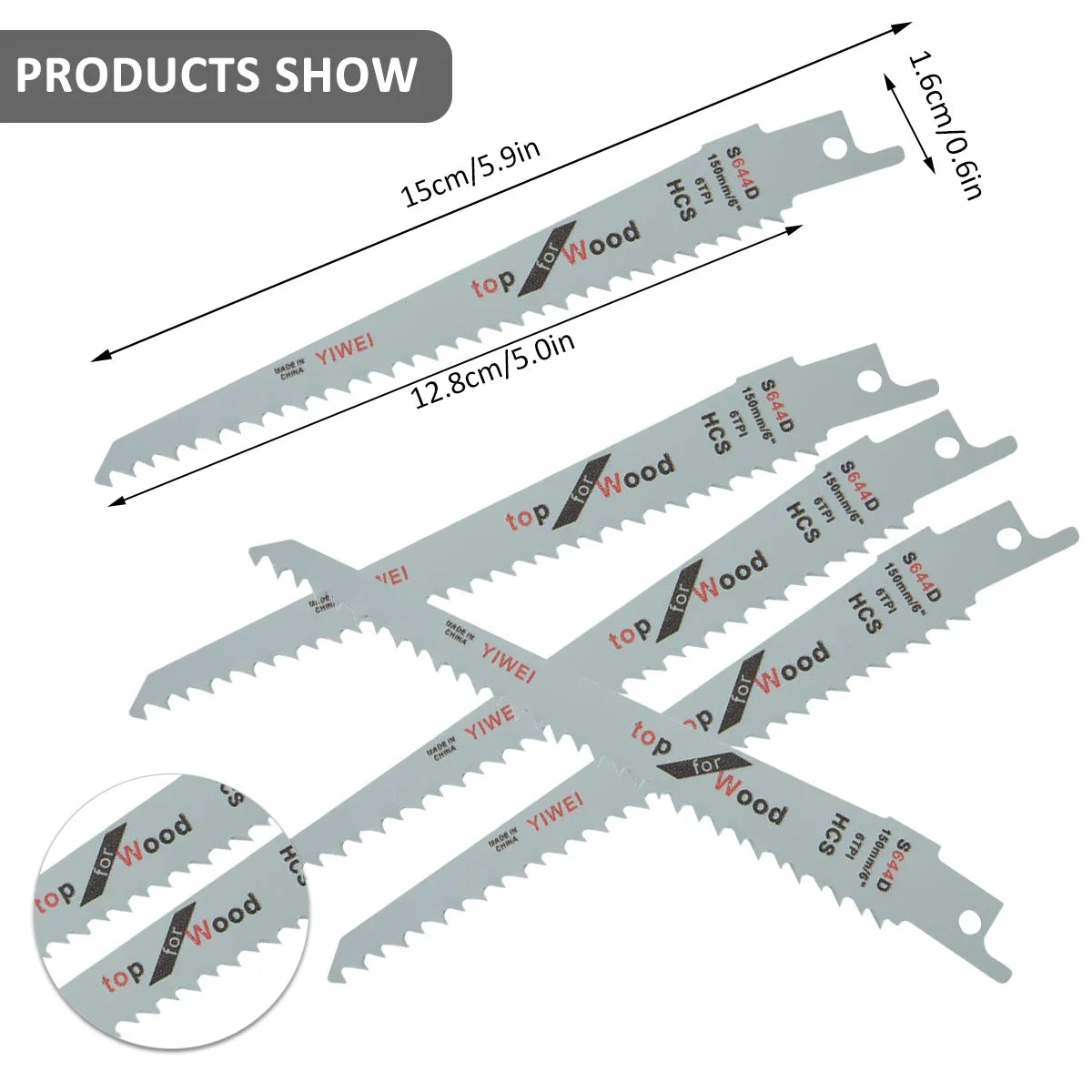 5Pcs Jig Saw Blade Set HCS High Carbon Steel Assorted Blades Fast Cut Down Jig Saw Knife Jig Saw for Wood Plastic Metal Cutting