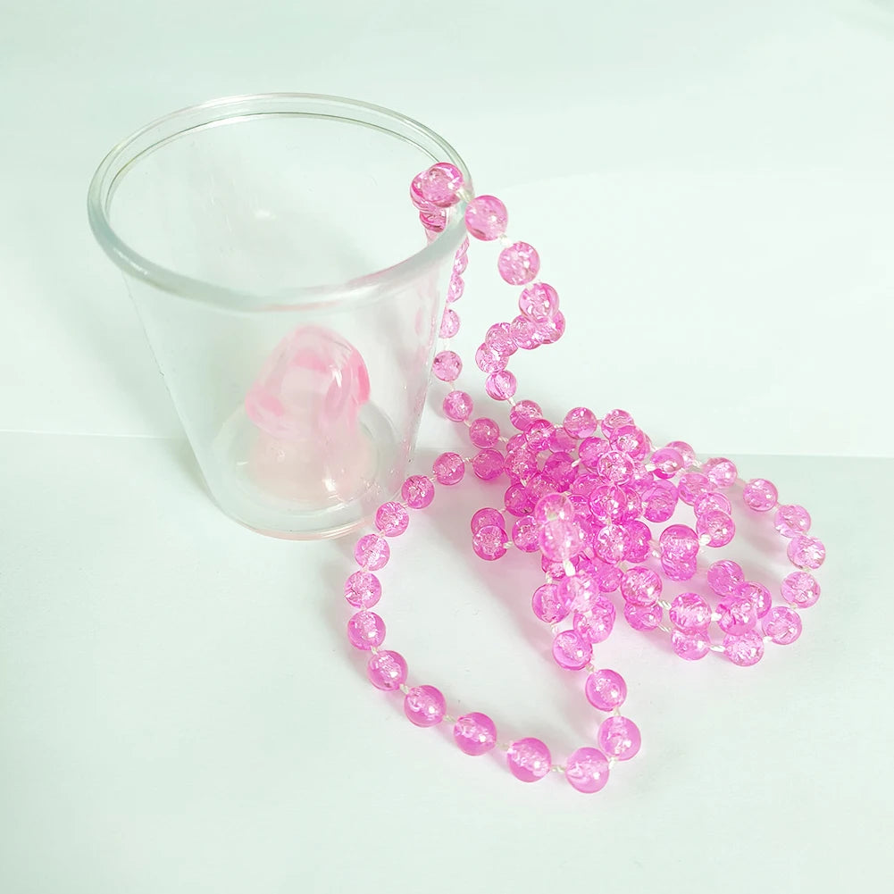 12pcs Novelty Beaded Plastic Wedding Bechelorette Night Out Birthdays Party Accessories For Hen With Chain Shot Glasses Necklace