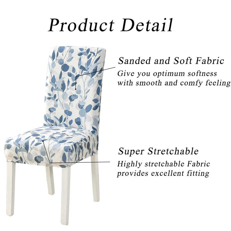 Spandex Elastic Chair Cover for Dining Room Printed Chair Slipcover Stretch Chair Covers for Kitchen Wedding Hotel Banquet 1PC