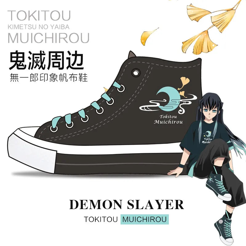 Anime Demon Slayer Cosplay Tokitou Muichirou Casual Spring Autumn High-top Student Men Women Canvas Shoes