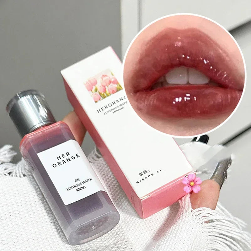 New Jelly Mirror Lip Glaze Transparent Water Glossy Lipgloss Mocha Brown Liquid Lipstick Moisturizing Lasting Red Lip Tint Stain