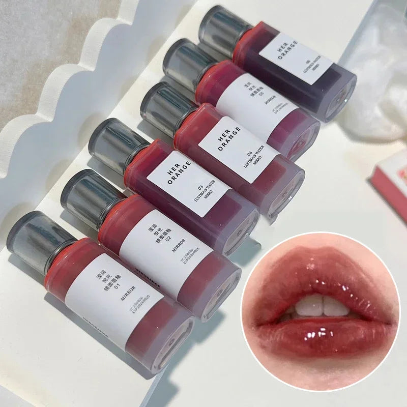 New Jelly Mirror Lip Glaze Transparent Water Glossy Lipgloss Mocha Brown Liquid Lipstick Moisturizing Lasting Red Lip Tint Stain