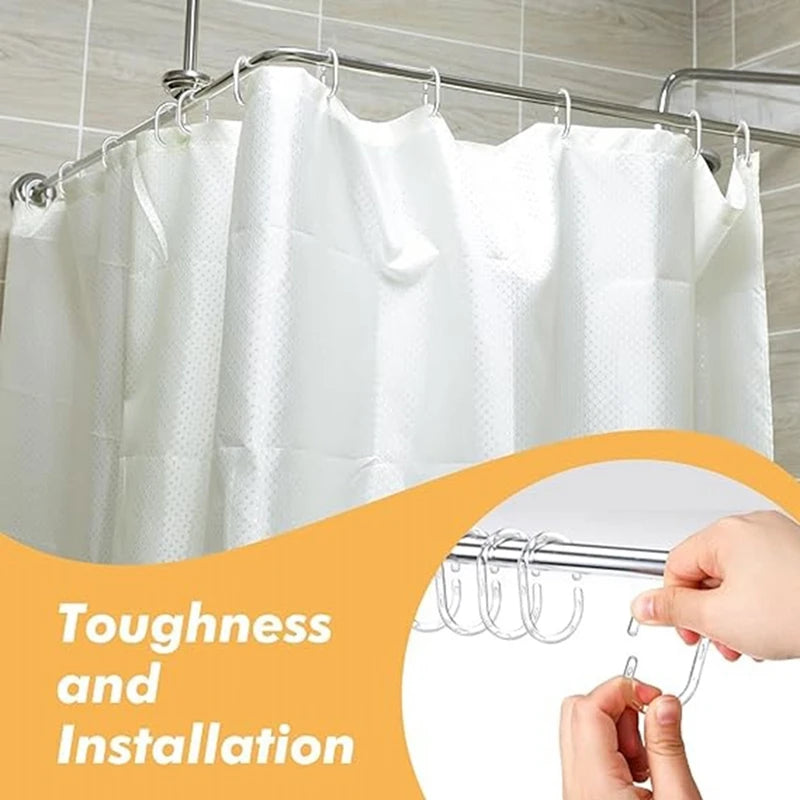 120 Pcs Transparent Plastic Hook Shower Curtain Rings Hooks C Shaped Rings Hook Hanger For Bathroom Shower Drape Window Rod