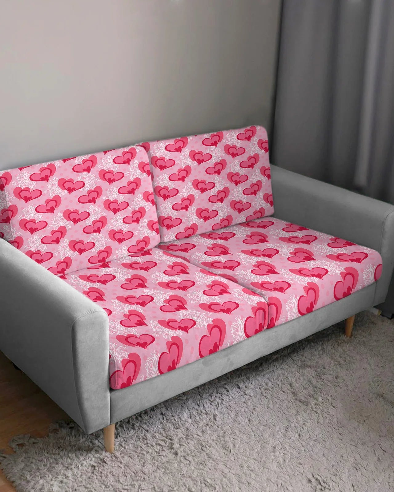 Valentine'S Day Love Pink Dot Sofa Seat Cushion Cover Funiture Protector Couch Covers for Sofas Anti-dust Removable Slipcover